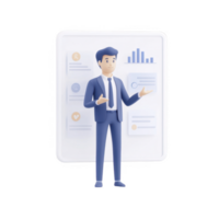 A confident businessman presenting data and analytics in a professional setting. png