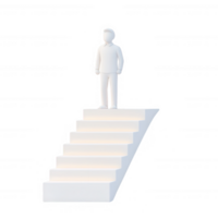 A figure standing on a staircase symbolizing progress and achievement. png