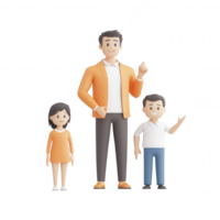 A happy family of three standing together, representing love and unity. png