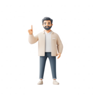 A friendly man gesturing with one finger raised, symbolizing communication and ideas. png
