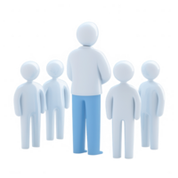 A group of abstract figures representing teamwork and collaboration in a corporate setting. png