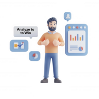 A man analyzing data with charts and tools for effective decision-making. png