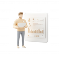 A man analyzing data on a digital interface for business insights. png