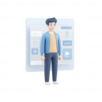 A modern character representing digital technology and online interaction. png