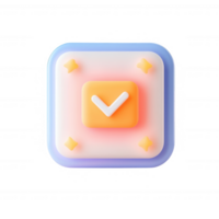 A modern, vibrant icon design showcasing a checkmark in a square frame. png