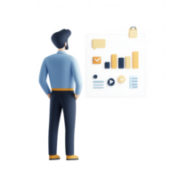 Professional man analyzing data trends on a modern digital interface. png