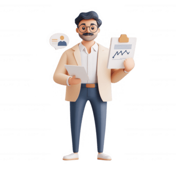 profesional hombre analizando datos con cartas y informes en un moderno oficina ajuste. png