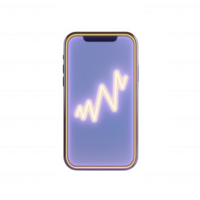 Smartphone with glowing analytics graph, symbolizing data and connectivity. png