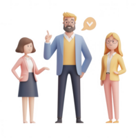 Three diverse professionals engaging in a discussion in a modern office setting. png