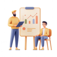Two professionals discussing data and analytics with a visual presentation. png