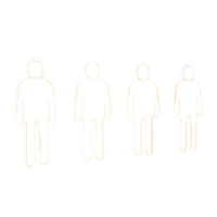 Silhouetted figures representing a range of human heights and sizes. png