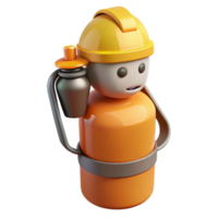 3D Render Orange Worker Cartoon png