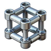 3D Render of a Metal Cube Structure png