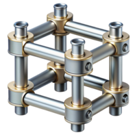 3D Render Metallic Cube Structure Illustration png