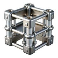 3D Render Metallic Cube Structure Illustration png