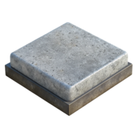 Grey Stone Block 3D Render png