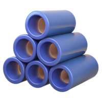 3D Render Stacked Blue Cylinders Abstract Background png