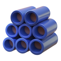 3D Render Blue Cylinders Stack Abstract Background png