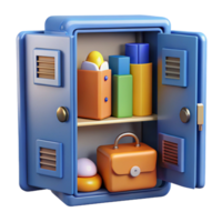 3D Render Locker Colorful Objects Illustration png