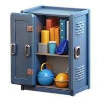 3D Render of Open Locker with Supplies png