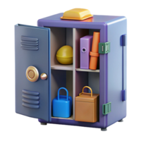 3D Render of Colorful Locker with Items png
