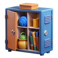3D Render of a Colorful Locker with Items png