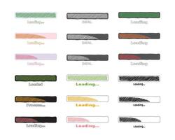 Collection Loading bar status icon. illustration. Set of loaded icons. Download progress. Donload or Upload. Hand-drawn sketch-scribble. vector
