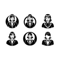 Flight Attendant and Linocut Silhouette Design vector