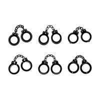 Handcuffs and Linocut Silhouette Design vector