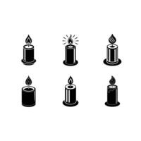 Candle Icon and Linocut Silhouette Design vector