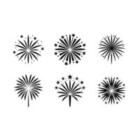 Fireworks and Linocut Silhouette Design vector