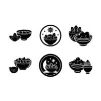 Dates and Bowl and Linocut Silhouette Design vector