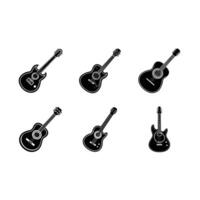 Guitar and Linocut Silhouette Design vector