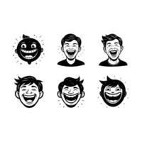 Excited Grin and Linocut Silhouette Design vector