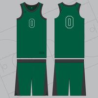 basketball jersey mockup design template with color black and green vector