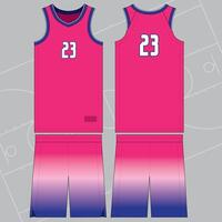 basketball jersey design with pink and blue color gradient vector