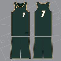 basketball jersey mockup template design number 7 with color green vector