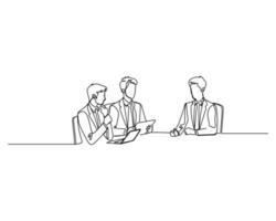 Business presentation scene with two professionals discussing data shown on a screen, including bar and pie charts, data analysis illustration vector