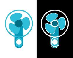 Illustration of green fan featuring a round head in two black and white background vector
