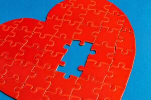 The concept of feelings in a puzzle. missing pieces in the puzzle, broken love photo