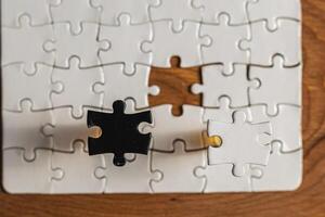 Choosing the right option. Conceptual image using a black and white puzzle photo