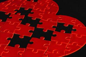 The concept of feelings in a puzzle. missing pieces in the puzzle, broken love photo