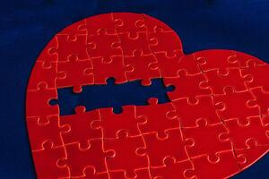 The concept of feelings in a puzzle. missing pieces in the puzzle, broken love photo