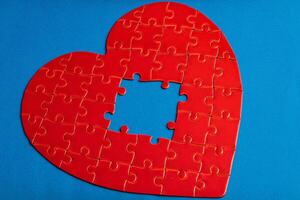 The concept of feelings in a puzzle. missing pieces in the puzzle, broken love photo