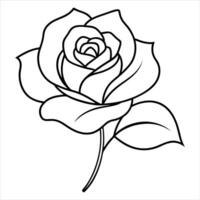 A rose coloring page with a single rose vector