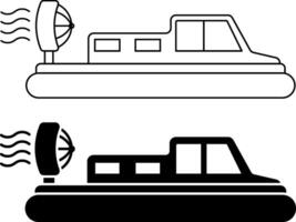side view hovercraft boat icon set vector