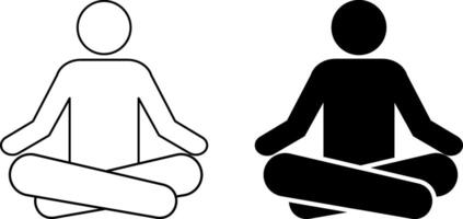 outline silhouette meditation icon set vector