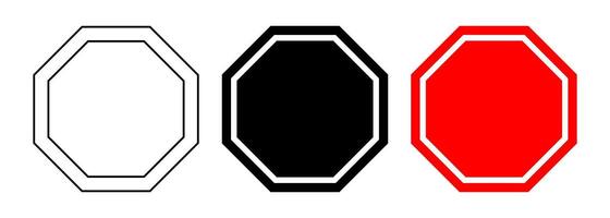 octagonal blank stop sign set vector