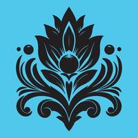 Elegant Black Floral Ornamental Design on Light Blue Background - for Classic Art, Home , and Vintage Style Projects vector