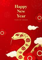 Spring Festival poster design celebrates the Spring Festival of the Year of the snake vector